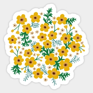 Buttercup garden in yellow and blue Sticker